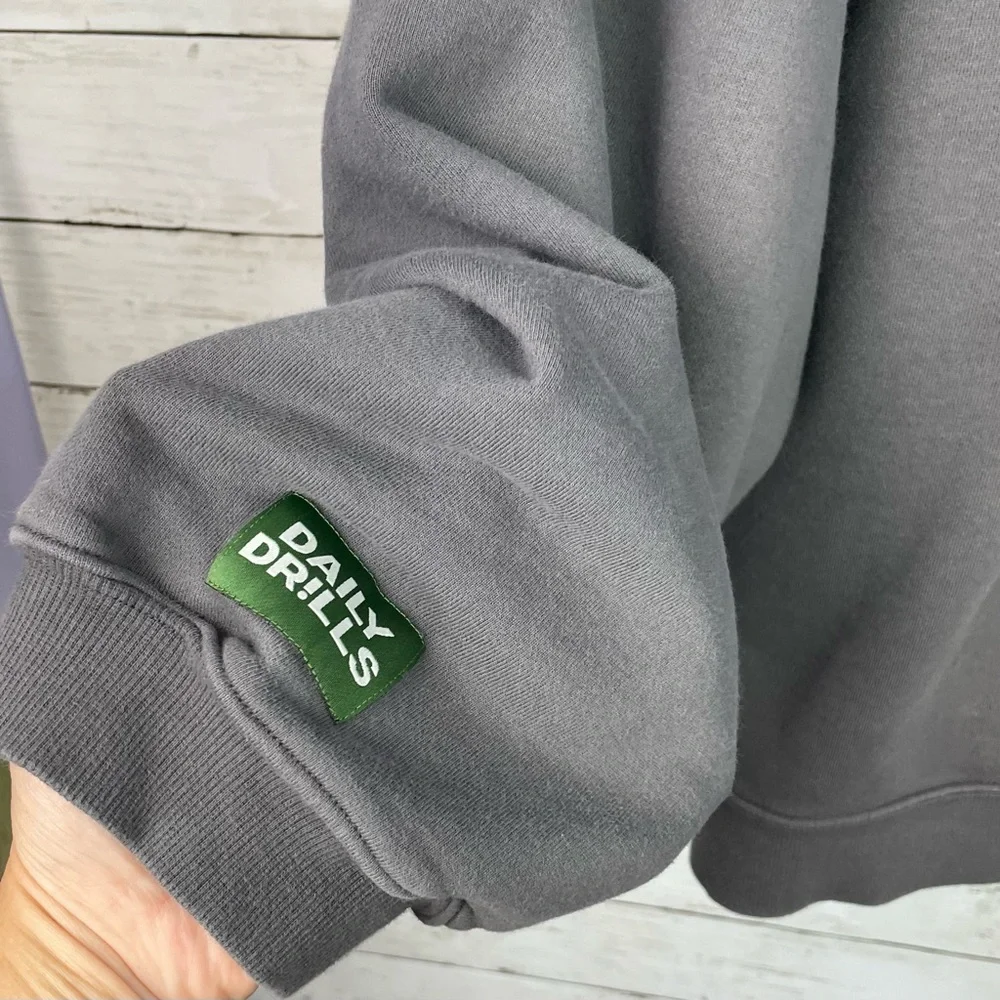 Daily Drills Oversized Crew Neck Sweatshirt Unisex M/L Vintage Black - Picture 13 of 15